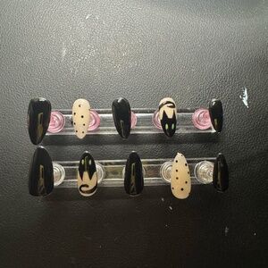 Halloween Black Kitty Nails - Handmade Press-On Nails